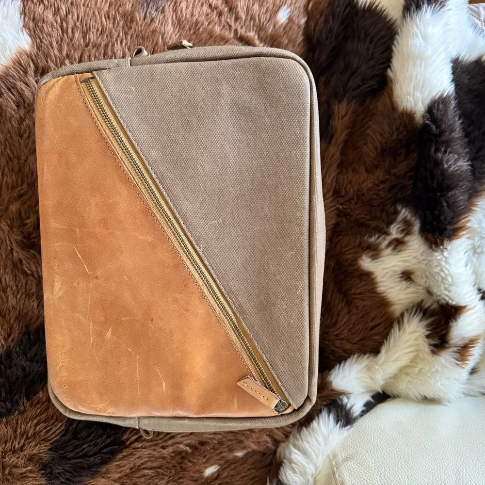 Kelly Moore Canvas and Leather Travel Camera Organizer Bag in Brown